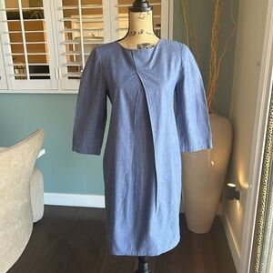Blue Pinstripe Shift Dress
